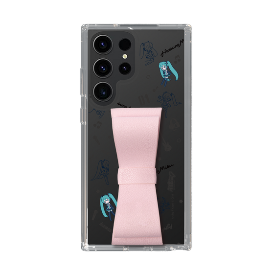 Slim Protection Case - STAND & RING RIBBON Sakura Pink［ HATSUNE MIKU - Ribbon - Instrumental - Monochrome ］
