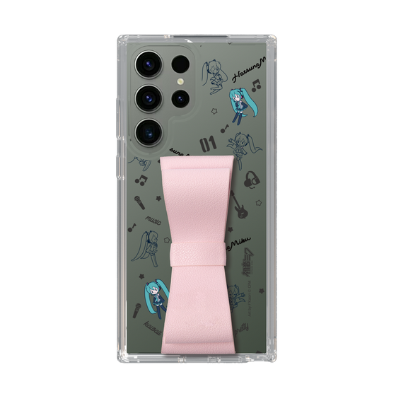 Slim Protection Case - STAND & RING RIBBON Sakura Pink［ HATSUNE MIKU - Ribbon - Instrumental - Monochrome ］