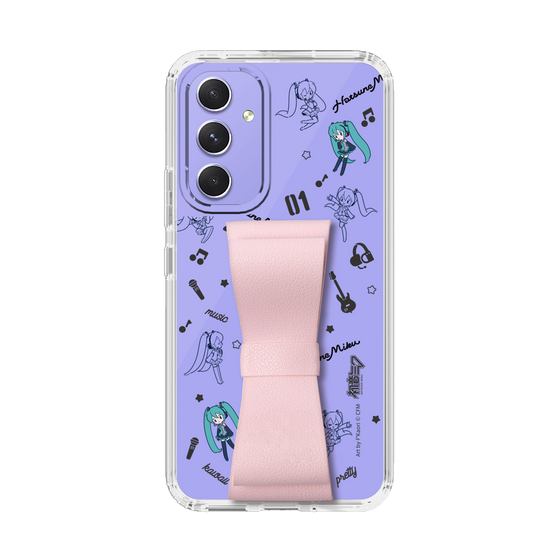 Slim Protection Case - STAND & RING RIBBON Sakura Pink［ HATSUNE MIKU - Ribbon - Instrumental - Monochrome ］