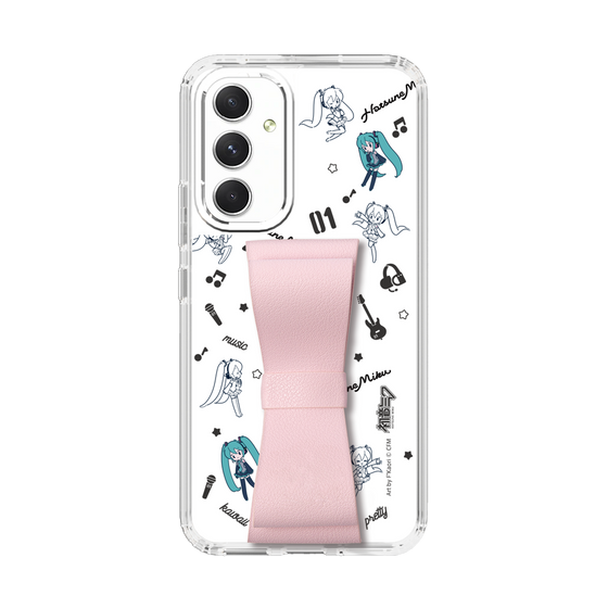 Slim Protection Case - STAND & RING RIBBON Sakura Pink［ HATSUNE MIKU - Ribbon - Instrumental - Monochrome ］