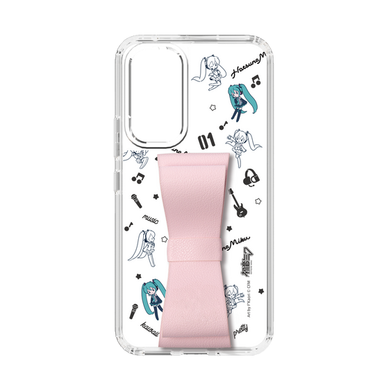 Slim Protection Case - STAND & RING RIBBON Sakura Pink［ HATSUNE MIKU - Ribbon - Instrumental - Monochrome ］