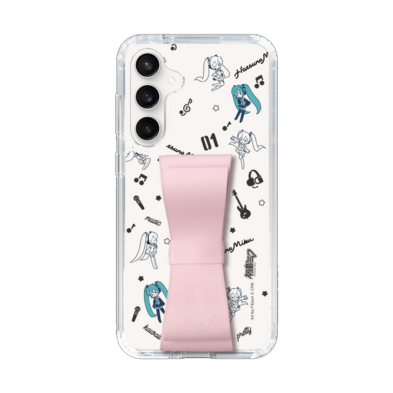Slim Protection Case - STAND & RING RIBBON Sakura Pink［ HATSUNE MIKU - Ribbon - Instrumental - Monochrome ］