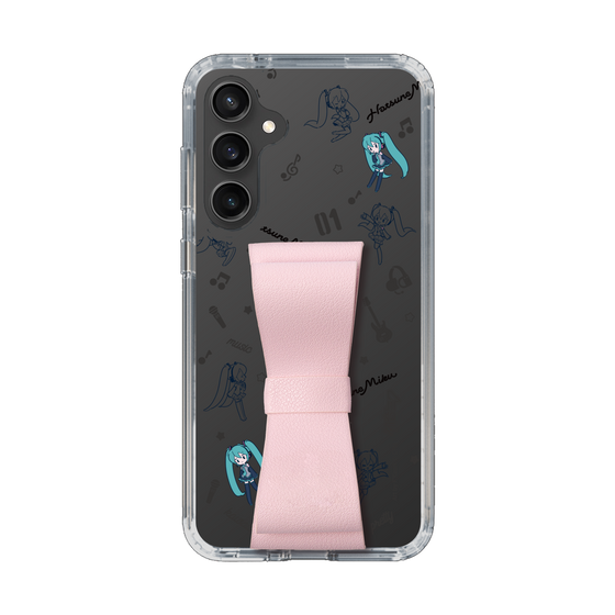 Slim Protection Case - STAND & RING RIBBON Sakura Pink［ HATSUNE MIKU - Ribbon - Instrumental - Monochrome ］