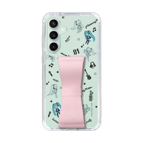 Slim Protection Case - STAND & RING RIBBON Sakura Pink［ HATSUNE MIKU - Ribbon - Instrumental - Monochrome ］