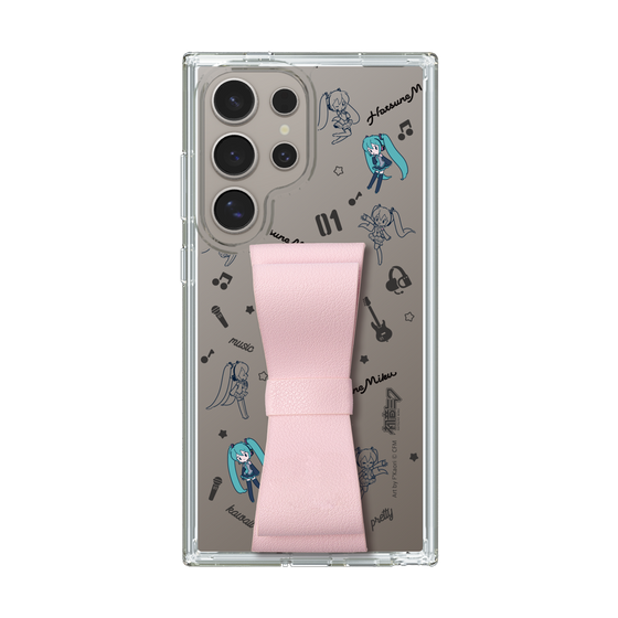 Slim Protection Case - STAND & RING RIBBON Sakura Pink［ HATSUNE MIKU - Ribbon - Instrumental - Monochrome ］