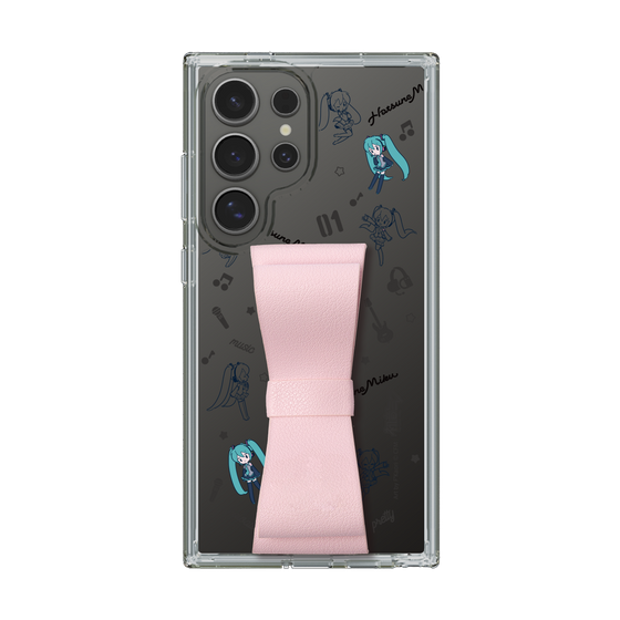 Slim Protection Case - STAND & RING RIBBON Sakura Pink［ HATSUNE MIKU - Ribbon - Instrumental - Monochrome ］