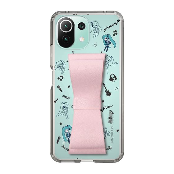 Slim Protection Case - STAND & RING RIBBON Sakura Pink［ HATSUNE MIKU - Ribbon - Instrumental - Monochrome ］