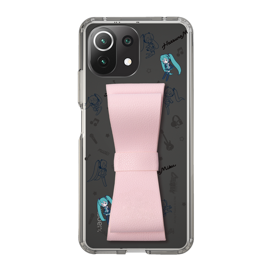 Slim Protection Case - STAND & RING RIBBON Sakura Pink［ HATSUNE MIKU - Ribbon - Instrumental - Monochrome ］