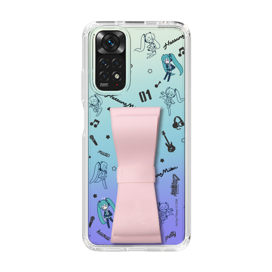 Slim Protection Case - STAND & RING RIBBON Sakura Pink［ HATSUNE MIKU - Ribbon - Instrumental - Monochrome ］