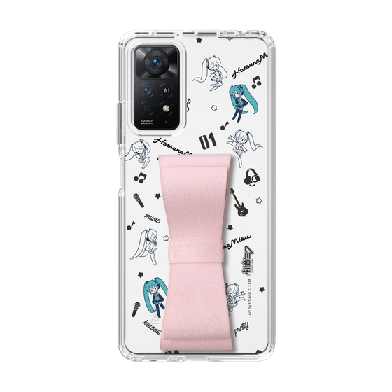 Slim Protection Case - STAND & RING RIBBON Sakura Pink［ HATSUNE MIKU - Ribbon - Instrumental - Monochrome ］