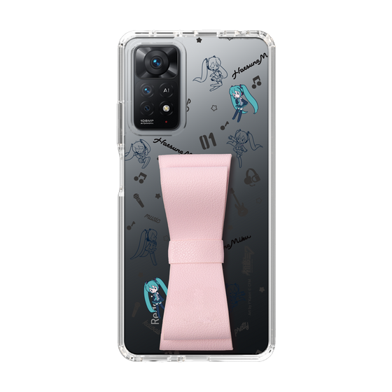 Slim Protection Case - STAND & RING RIBBON Sakura Pink［ HATSUNE MIKU - Ribbon - Instrumental - Monochrome ］