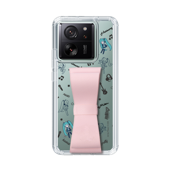 Slim Protection Case - STAND & RING RIBBON Sakura Pink［ HATSUNE MIKU - Ribbon - Instrumental - Monochrome ］