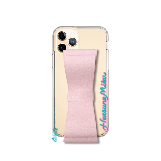 Slim Protection Case - STAND & RING RIBBON Sakura Pink［ HATSUNE MIKU - Ribbon - Logo ］