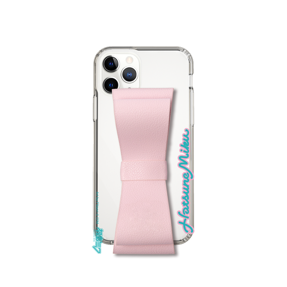 Slim Protection Case - STAND & RING RIBBON Sakura Pink［ HATSUNE MIKU - Ribbon - Logo ］
