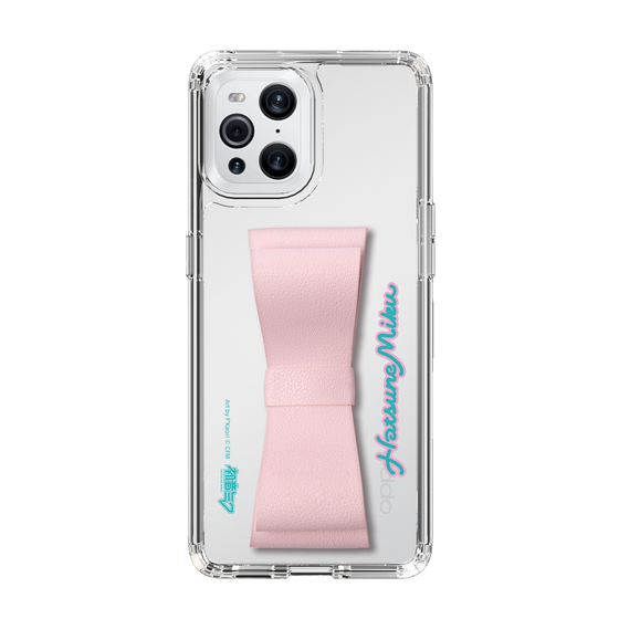 Slim Protection Case - STAND & RING RIBBON Sakura Pink［ HATSUNE MIKU - Ribbon - Logo ］