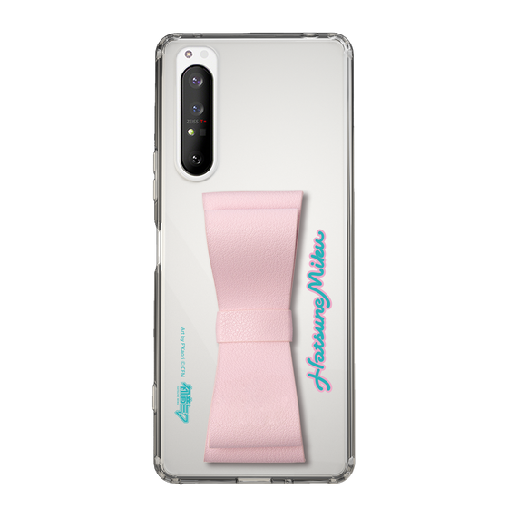 Slim Protection Case - STAND & RING RIBBON Sakura Pink［ HATSUNE MIKU - Ribbon - Logo ］