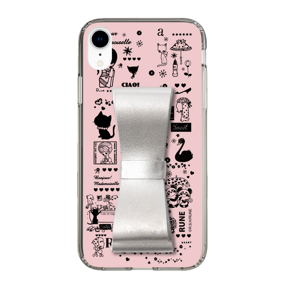 Slim Protection Case - STAND & RING RIBBON Silver［ Rune Naito - RUNE Girl Retro & Modern - Pink ］