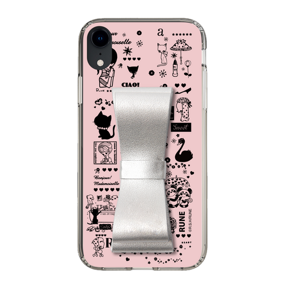 Slim Protection Case - STAND & RING RIBBON Silver［ Rune Naito - RUNE Girl Retro & Modern - Pink ］
