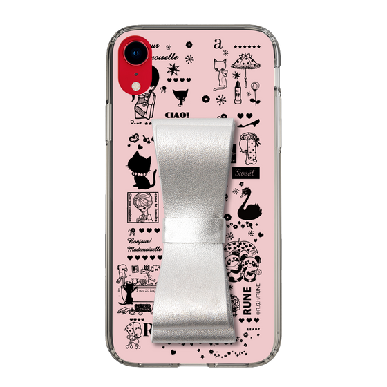 Slim Protection Case - STAND & RING RIBBON Silver［ Rune Naito - RUNE Girl Retro & Modern - Pink ］