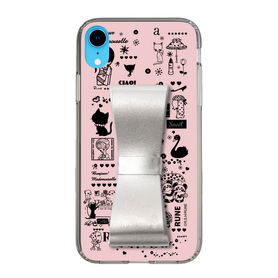 Slim Protection Case - STAND & RING RIBBON Silver［ Rune Naito - RUNE Girl Retro & Modern - Pink ］