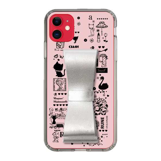 Slim Protection Case - STAND & RING RIBBON Silver［ Rune Naito - RUNE Girl Retro & Modern - Pink ］