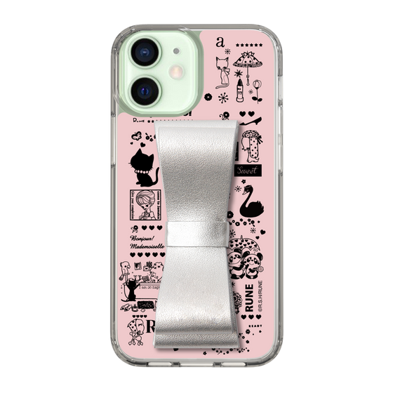 Slim Protection Case - STAND & RING RIBBON Silver［ Rune Naito - RUNE Girl Retro & Modern - Pink ］