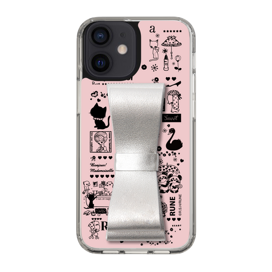 Slim Protection Case - STAND & RING RIBBON Silver［ Rune Naito - RUNE Girl Retro & Modern - Pink ］