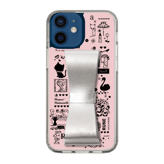 Slim Protection Case - STAND & RING RIBBON Silver［ Rune Naito - RUNE Girl Retro & Modern - Pink ］