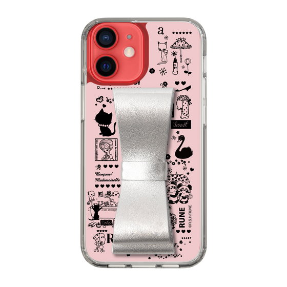 Slim Protection Case - STAND & RING RIBBON Silver［ Rune Naito - RUNE Girl Retro & Modern - Pink ］