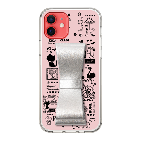 Slim Protection Case - STAND & RING RIBBON Silver［ Rune Naito - RUNE Girl Retro & Modern - Pink ］