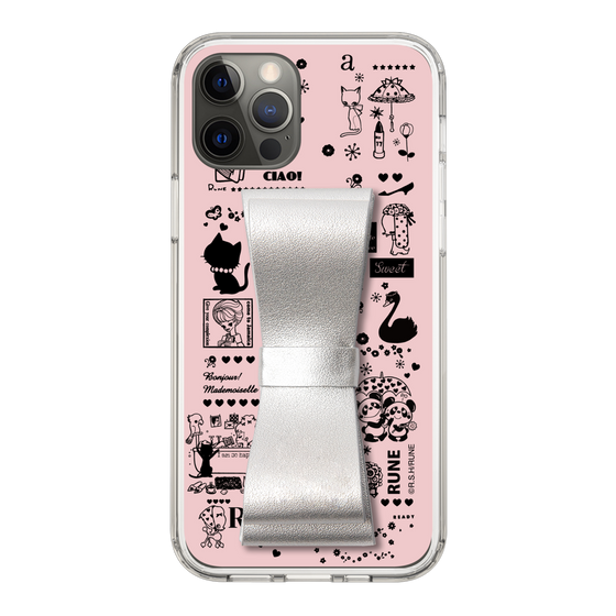 Slim Protection Case - STAND & RING RIBBON Silver［ Rune Naito - RUNE Girl Retro & Modern - Pink ］