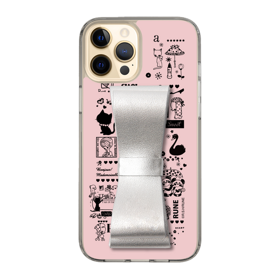 Slim Protection Case - STAND & RING RIBBON Silver［ Rune Naito - RUNE Girl Retro & Modern - Pink ］