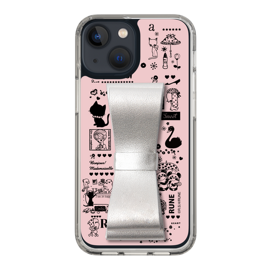Slim Protection Case - STAND & RING RIBBON Silver［ Rune Naito - RUNE Girl Retro & Modern - Pink ］