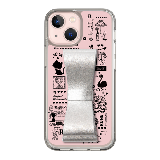 Slim Protection Case - STAND & RING RIBBON Silver［ Rune Naito - RUNE Girl Retro & Modern - Pink ］