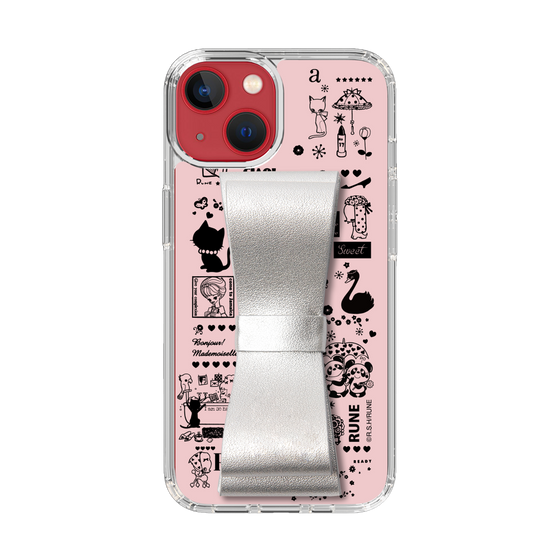 Slim Protection Case - STAND & RING RIBBON Silver［ Rune Naito - RUNE Girl Retro & Modern - Pink ］