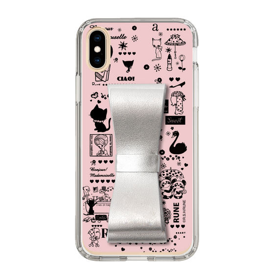 Slim Protection Case - STAND & RING RIBBON Silver［ Rune Naito - RUNE Girl Retro & Modern - Pink ］