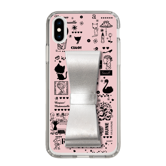 Slim Protection Case - STAND & RING RIBBON Silver［ Rune Naito - RUNE Girl Retro & Modern - Pink ］