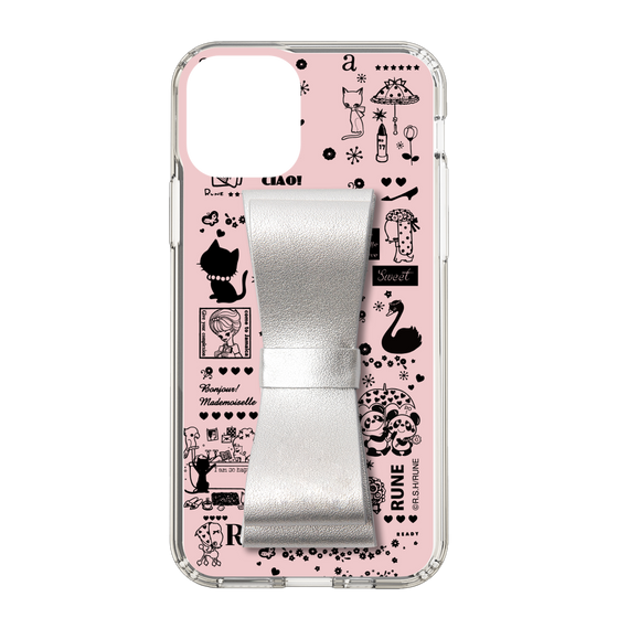 Slim Protection Case - STAND & RING RIBBON Silver［ Rune Naito - RUNE Girl Retro & Modern - Pink ］