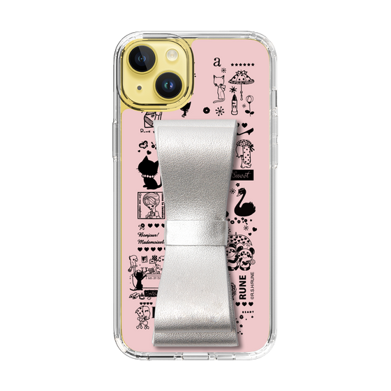 Slim Protection Case - STAND & RING RIBBON Silver［ Rune Naito - RUNE Girl Retro & Modern - Pink ］