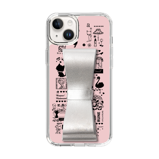 Slim Protection Case - STAND & RING RIBBON Silver［ Rune Naito - RUNE Girl Retro & Modern - Pink ］