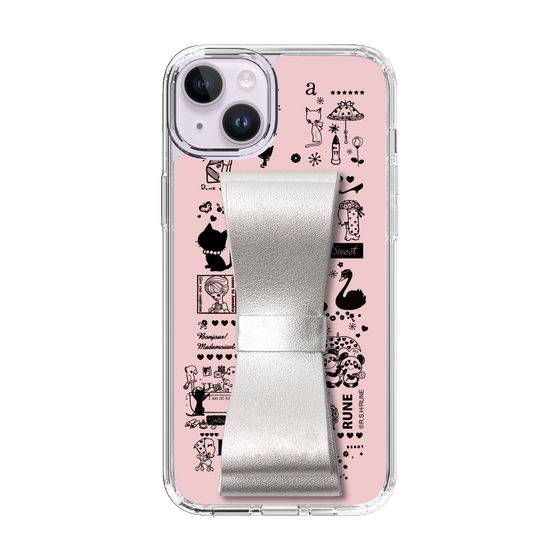 Slim Protection Case - STAND & RING RIBBON Silver［ Rune Naito - RUNE Girl Retro & Modern - Pink ］