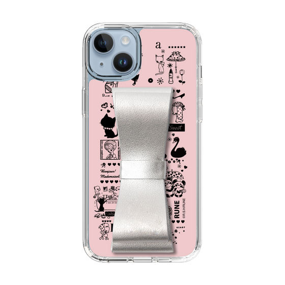 Slim Protection Case - STAND & RING RIBBON Silver［ Rune Naito - RUNE Girl Retro & Modern - Pink ］
