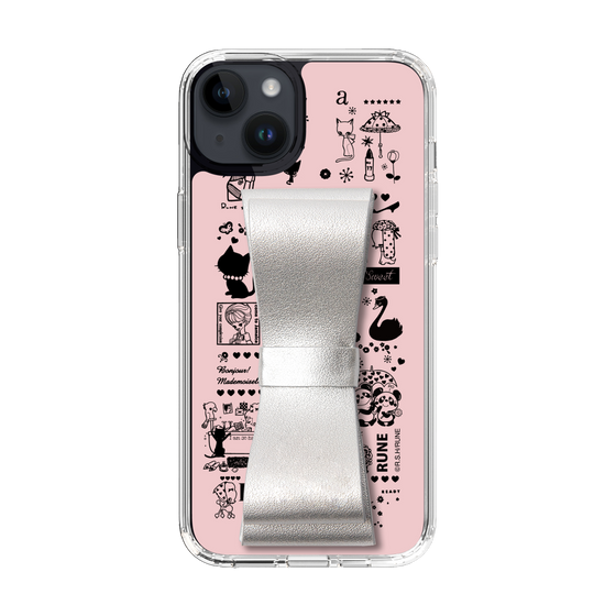 Slim Protection Case - STAND & RING RIBBON Silver［ Rune Naito - RUNE Girl Retro & Modern - Pink ］