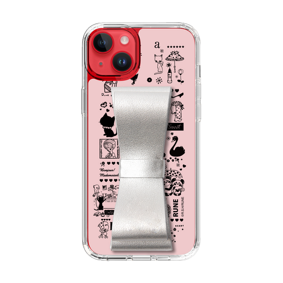 Slim Protection Case - STAND & RING RIBBON Silver［ Rune Naito - RUNE Girl Retro & Modern - Pink ］