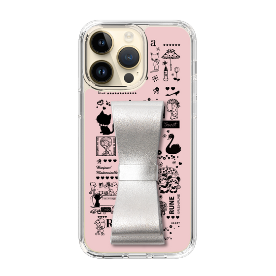 Slim Protection Case - STAND & RING RIBBON Silver［ Rune Naito - RUNE Girl Retro & Modern - Pink ］