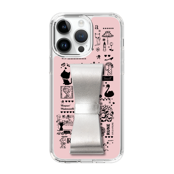 Slim Protection Case - STAND & RING RIBBON Silver［ Rune Naito - RUNE Girl Retro & Modern - Pink ］