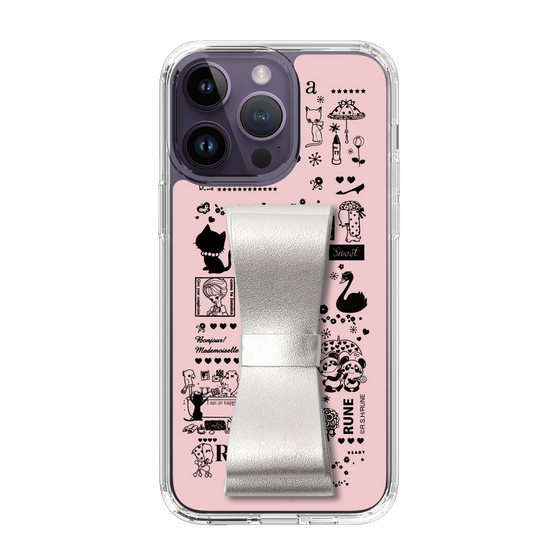 Slim Protection Case - STAND & RING RIBBON Silver［ Rune Naito - RUNE Girl Retro & Modern - Pink ］