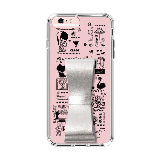 Slim Protection Case - STAND & RING RIBBON Silver［ Rune Naito - RUNE Girl Retro & Modern - Pink ］