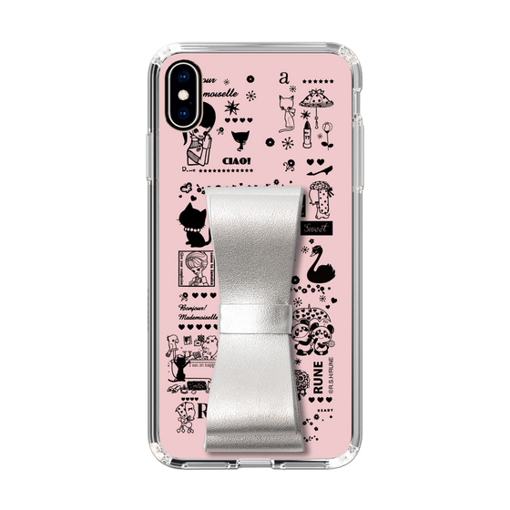 Slim Protection Case - STAND & RING RIBBON Silver［ Rune Naito - RUNE Girl Retro & Modern - Pink ］