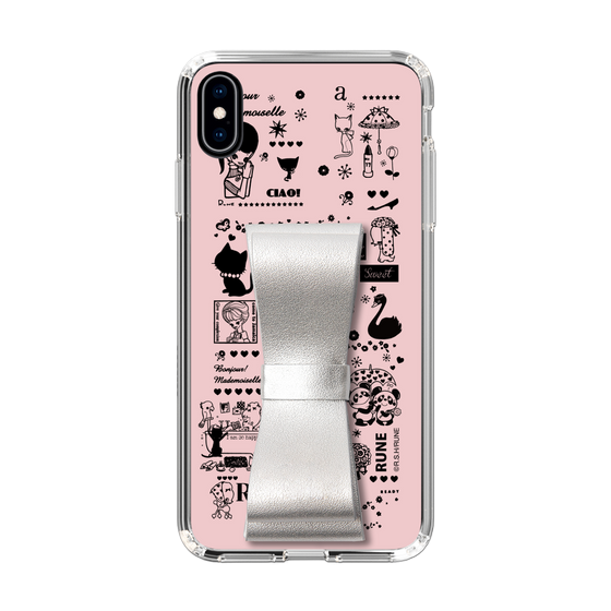 Slim Protection Case - STAND & RING RIBBON Silver［ Rune Naito - RUNE Girl Retro & Modern - Pink ］